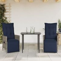 sillas de jardin reclinables 2 unidades con cojines ratan sintetico gris cfw417579