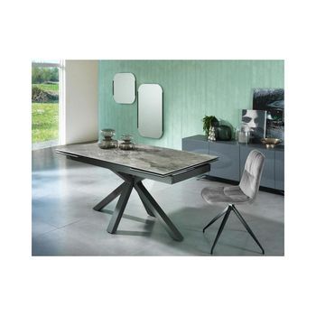 Mesa Extensible De 160cm A 240cm Moderna Encimera De Cerámica Sobre Cristal Templado Mármol Antracita