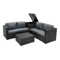 conjunto modular de muebles de patio de ratan  negro - 6 piezas