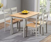 chiltern 114cm oak and grey painted dining table set with chairs - oak and grey 4 chairs