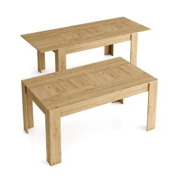 Mesa De Comedor Extensible De 140cm Hasta 200cm, Color Naturale, 90.4 Ancho X 140.4/200.4 Largo 76.1 Cm Altura