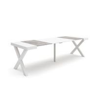 mesa consola extensible mesa comedor plegable 260 para 12 comensales patas madera maciza estilo moderno blanco y cemento