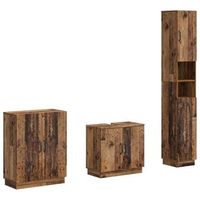 juego de armarios de bano de 3 piezas hoorn madera envejecida vidaxl