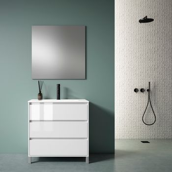 Mueble Jade 70 Cm 3c,  Blanco Brillo. Pack Mueble + Lavabo.