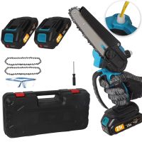 motosierra con bloqueo de seguridad 2 cadenas 21v recargable mini motosierra portatil de 6 pulgadas electrica inalambrica funciona con bateria