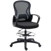 vinsetto silla de oficina con asiento alto y reposapies ajustable en malla altura regulable giratoria negro   aosom espana