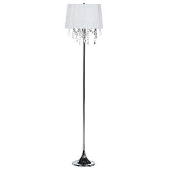 Lámpara De Pie De Metal Plateado Blanco 165 Cm 3 Luces Pantalla Tambor Evans
