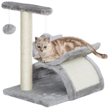 PawHut Rascador para Gatos Árbol Centro de Actividad con Poste Giratorio Bolas de Juego Plataforma Caseta 40x30x43cm Gris   Aosom España