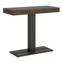 consola extensible de madera de diseno con pata central kapital 90x40196 o 90x40300 cm-color marron-3 alargaderas gruesas