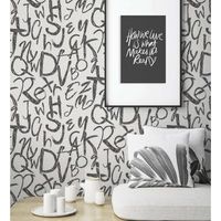 papel pintado vinilico lavable con letras estilo lettering con textura en relieve - freehand letters 676311 de gaulan - rollo de 10 m x 106 m