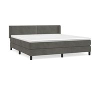 cama box spring con colchon terciopelo gris oscuro 180x200 cm liso con clavos