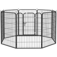 pawhut parque para mascotas plegable 8 paneles metalicos con puerta doble pestillo cerca de entrenamiento para perros 79x100 cm negro   aosom espana