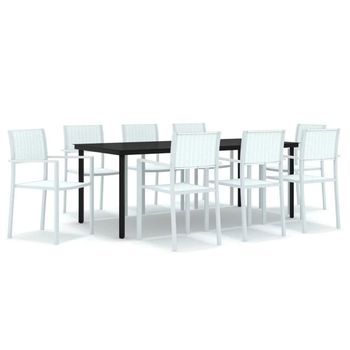 Conjunto Comedor Jardin Para Jardín 9 Uds | Mueble Jardin Mesa Y Sillas Blanco