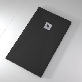 Plato De Ducha Pizarra Onda Negro  80x120 Cm Rejilla Inox