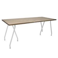 mesa caballete 200x80x72cm blanca en madera maciza de pino acabado vintage estilo industrial