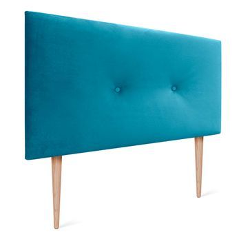 Dhome Cabecero De Terciopelo Liso Con Botones 110x115 Con Patas Camas 105 - Celeste