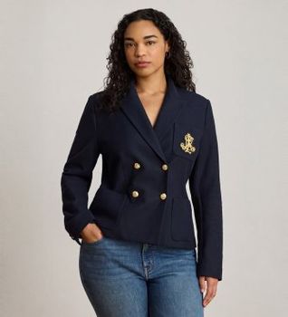 Lauren Ralph Lauren para mujer. 200P14021002 Blazer de piqué con doble botonadura marino (40), Casual, Algodón, Clásico, Manga larga