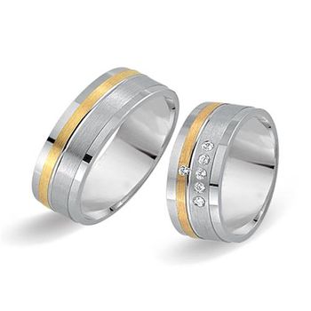 Alianzas 14 quilates oro amarillo-blanco 6 diamantes
