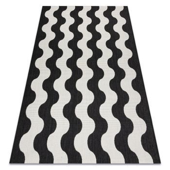 Alfombra Sisal Flat 49377690 Ondas Crema / Negro 200x290 Cm