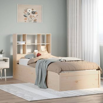 Cama Individual | Cama De Adulto | Estructura De Cama Sin Colchón Madera Maciza De Pino 100x200 Cm Cfw339823