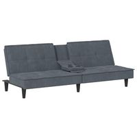 sofa cama  sofa convertible con portavasos terciopelo gris oscuro
