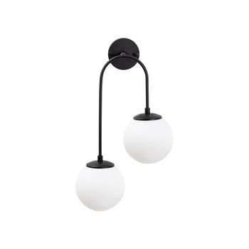 Lámpara De Pared Jewel-10575 Blanco Negro Metal Vidrio 30x24x55 Cm
