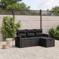 conjunto de sofas jardin 4 uds  mueble jardin mesa y sillas con cojines ratan sintetico negro cfw464408