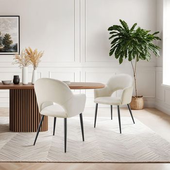 6 sillas de comedor aspecto terciopelo 57 x 61,5 x 87,5 cm crema