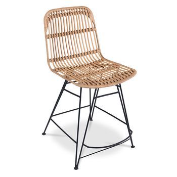 Silla De Comedor De Ratán - Estilo Boho Bali - Prena Negro