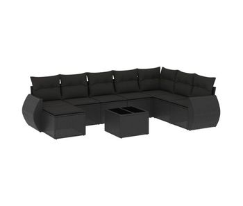 Vidaxl set de sofás de jardín 8 piezas y cojines ratán sintético negro