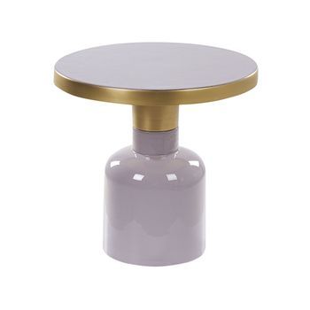 Mesa Auxiliar De Centro Moderna Glamour Metal Hierro Acabado Brillante Esmaltado Tablero Redondo De Latón Violeta Lomita