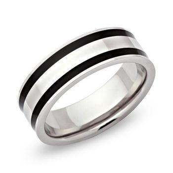 Anillo de moda acero inoxidable pulido 7mm ionizado