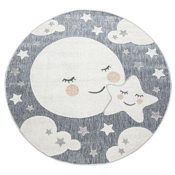 Alfombra infantil para interior y exterior Twitara gris  160 cm redondo