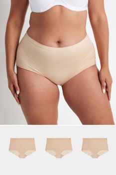 Yours Curve 3 Pack Nude Lace Trim Briefs