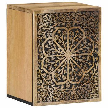 Armario De Baño De Pared Madera Maciza De Mango 38x33x48 Cm Vidaxl