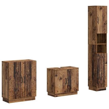 Juego De Armarios De Baño De 3 Piezas Hoorn Madera Envejecida Vidaxl