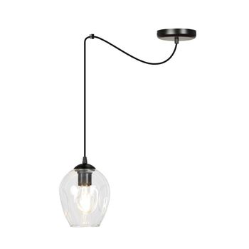 Lámpara colgante de metal y cristal transparente con cable ajustable