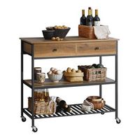 sobuy fkw112-pf carro de cocina carrito de servir multiusos con 2 estantes y 2 cajones 110 x 55 x 91 cm es