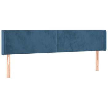 Cabecero Cama Mueble De Dormitorio Con Led De Terciopelo Oscuro 183 X 16 X 78/88 Cm Azul M02_0001324