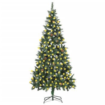 Árbol De Navidad Artificial Iluminado Con Luces Y Piñas 210 Cm Vidaxl