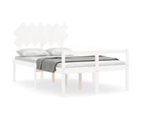 estructura cama de matrimonio con cabecero madera maciza blanco