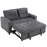 homcom cama sofa de 2 plazas tapizada de pana convertible en sofa cama 2 cojines bolsillos laterales 157x190 cm gris oscuro   aosom espana