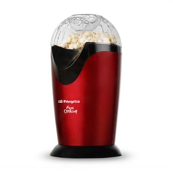 Orbegozo PA 4300 Palomitero Rojo Metalizado – Potencia 1200W, Palomitas en 3 Minutos, Sin Aceite (Cocina Sana), Cacito Medidor Integrado e Incluye Recetas de Sabores