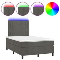 estructura de cama led con cabecero con somier y cubrecolchon 120x200 cm tela de terciopelo gris oscuro tdl0207738
