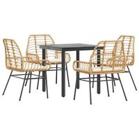 juego de comedor jardin 5 uds cojines ratan sintetico marron cfw103580