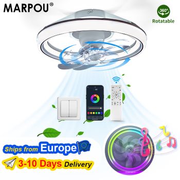 Ventilador de Techo con Luz MARPOU 90W, Ventilador Oscilante de 7 Aspas, Ventilador de Techo Moderno con Luz LED, Control Remoto, Lámpara de Ventilador LED para Restaurante