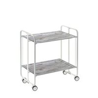carrito auxiliar con ruedas  bauhaus armazon blanco 2 bandejas pino envejecido