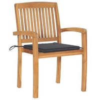 pack 2 uds sillas de jardin  silla de exterior  sillon cojines madera de teca gris antracita