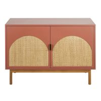 aparador de mdf y mimbre terracota de 100 cm