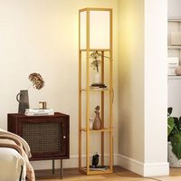 lampara de pie de mdf acrilico homcom 26x26x160 cm natural